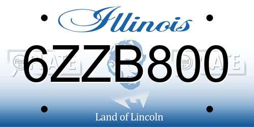 6ZZB800 Illinois License Plate