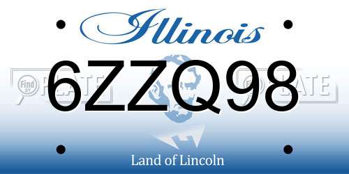 6ZZQ98 Illinois License Plate