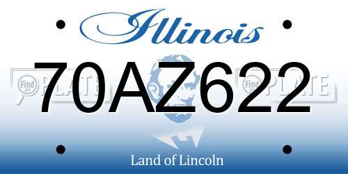 70AZ622 Illinois License Plate