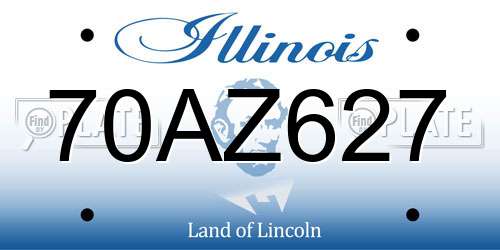 70AZ627 Illinois License Plate