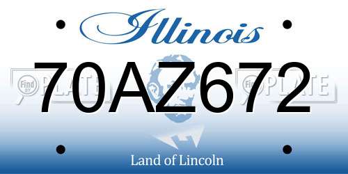 70AZ672 Illinois License Plate