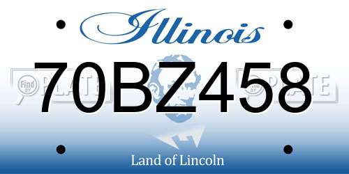 70BZ458 Illinois License Plate