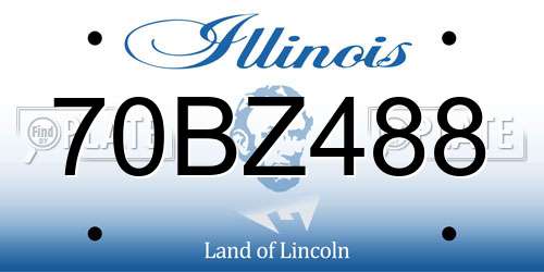 70BZ488 Illinois License Plate