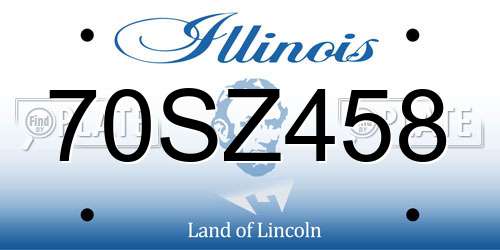 70SZ458 Illinois License Plate