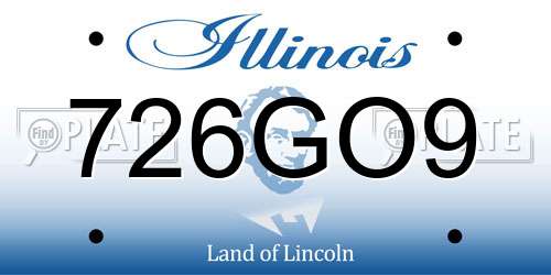 726GO9 Illinois License Plate