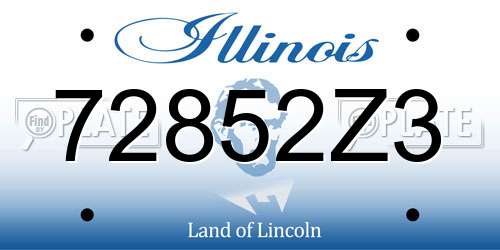 72852Z3 Illinois License Plate