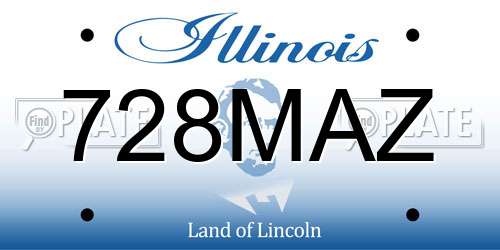 728MAZ Illinois License Plate