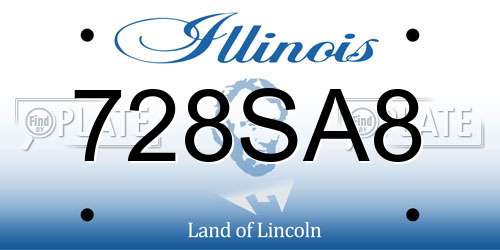 728SA8 Illinois License Plate