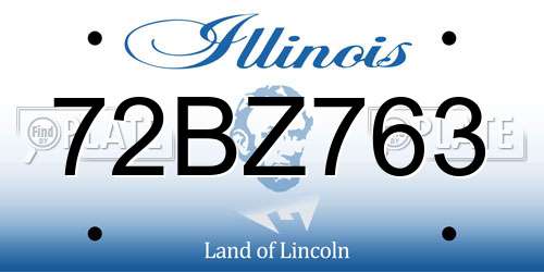 72BZ763 Illinois License Plate