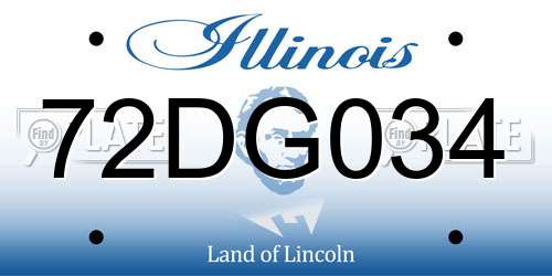 72DG034 Illinois License Plate