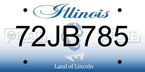 72JB785 Illinois License Plate