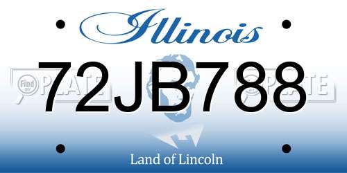 72JB788 Illinois License Plate