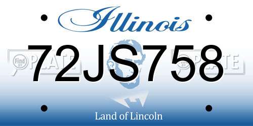 72JS758 Illinois License Plate