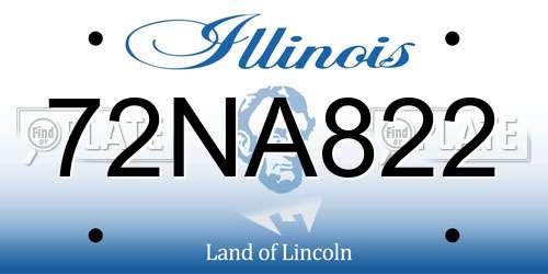 72NA822 Illinois License Plate