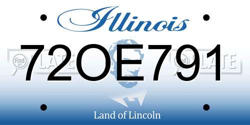 72OE791 Illinois License Plate