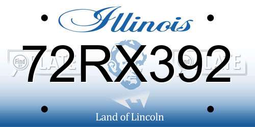72RX392 Illinois License Plate
