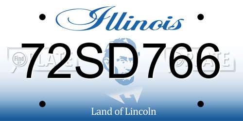 72SD766 Illinois License Plate