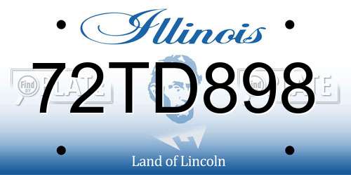 72TD898 Illinois License Plate