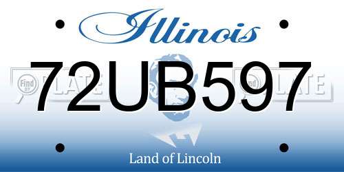 72UB597 Illinois License Plate
