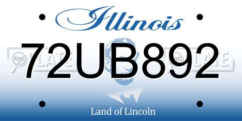 72UB892 Illinois License Plate