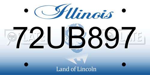72UB897 Illinois License Plate