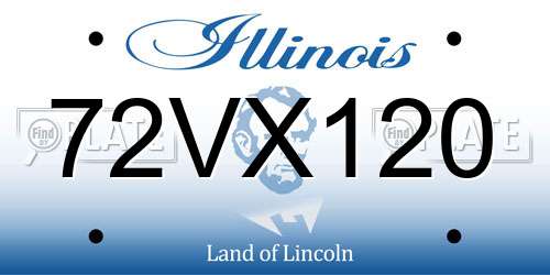 72VX120 Illinois License Plate