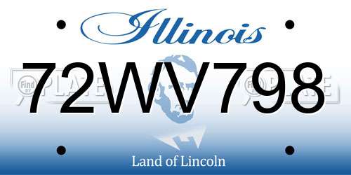 72WV798 Illinois License Plate