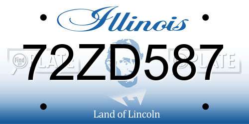 72ZD587 Illinois License Plate
