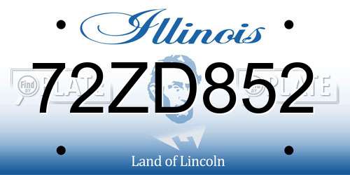 72ZD852 Illinois License Plate
