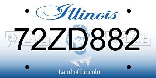 72ZD882 Illinois License Plate