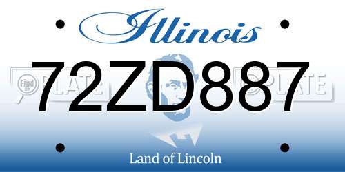 72ZD887 Illinois License Plate