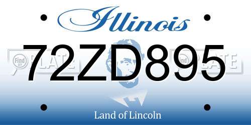 72ZD895 Illinois License Plate