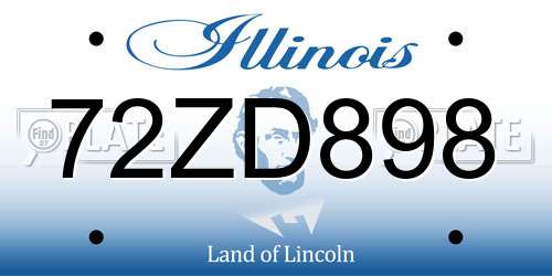72ZD898 Illinois License Plate