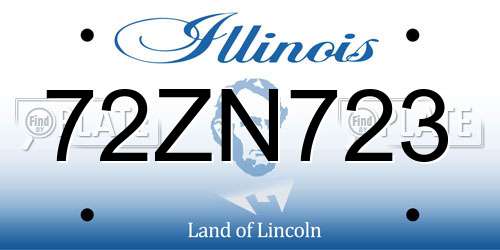 72ZN723 Illinois License Plate