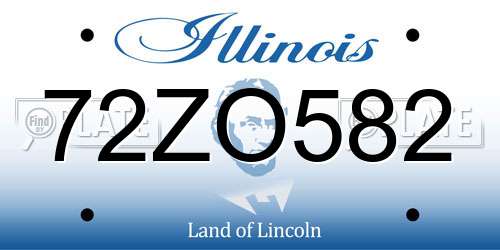 72ZO582 Illinois License Plate