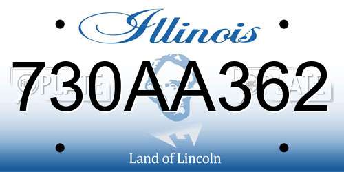 730AA362 Illinois License Plate