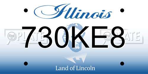 730KE8 Illinois License Plate