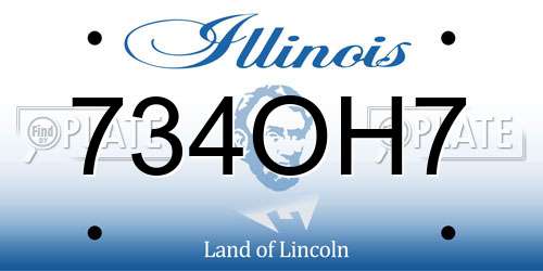 734OH7 Illinois License Plate
