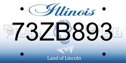 73ZB893 Illinois License Plate