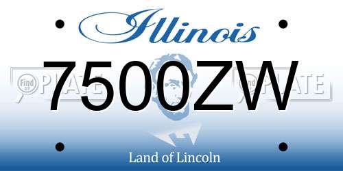 7500ZW Illinois License Plate