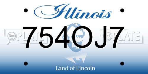 754OJ7 Illinois License Plate