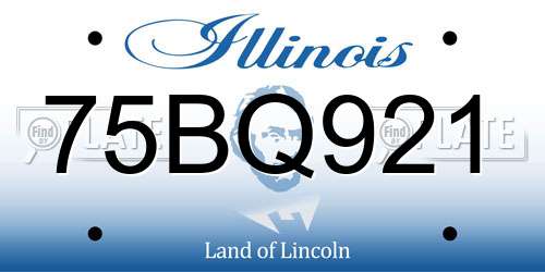 75BQ921 Illinois License Plate
