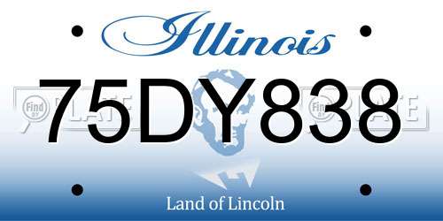 75DY838 Illinois License Plate