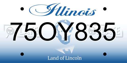 75OY835 Illinois License Plate