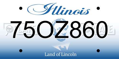75OZ860 Illinois License Plate
