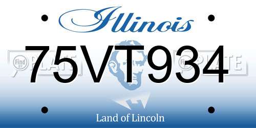 75VT934 Illinois License Plate