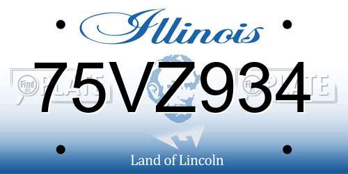 75VZ934 Illinois License Plate