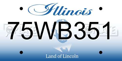 75WB351 Illinois License Plate