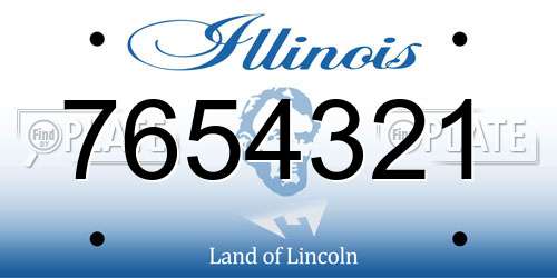 7654321 Illinois License Plate