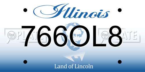 766OL8 Illinois License Plate